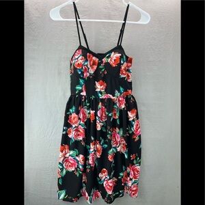 Xhilaration Baby Doll Dress Women S Floral Spaghetti Strap BuiltnBra Rusched